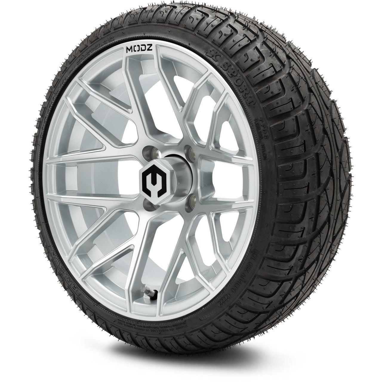 MODZ® 14" Matrix Silver Wheels & Street Tires Combo (Arisun Cruze 205/30-14)