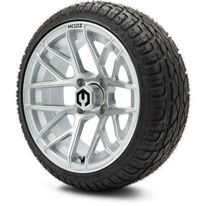 MODZ® 14" Matrix Silver Wheels & Street Tires Combo (MODZ Street Fox Radial 205/40-14)