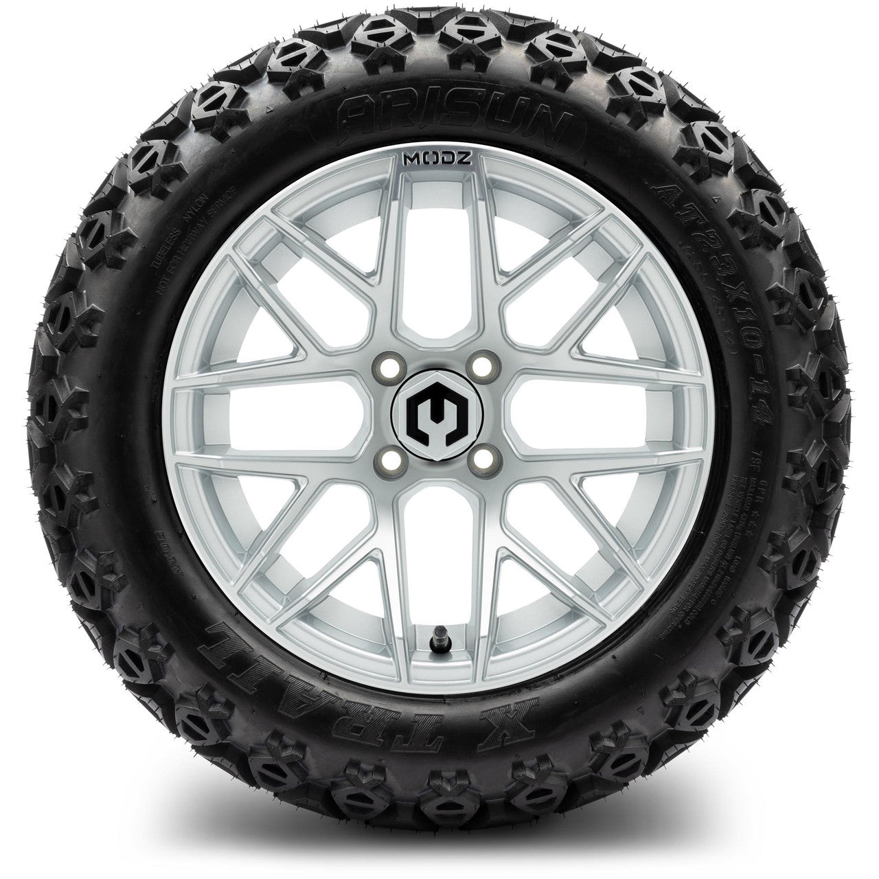 MODZ® 14" Matrix Silver Wheels & Off-Road Tires Combo (Xcomp Gladiator 23-10-14 Radial)