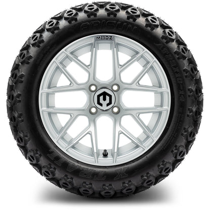MODZ® 14" Matrix Silver Wheels & Off-Road Tires Combo (Arisun X-Armory All-Terrain 23x10-14 Radial)