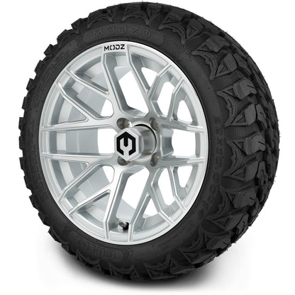MODZ® 14" Matrix Silver Wheels & Off-Road Tires Combo (Arisun X-Trail All-Terrain 23x10-14)