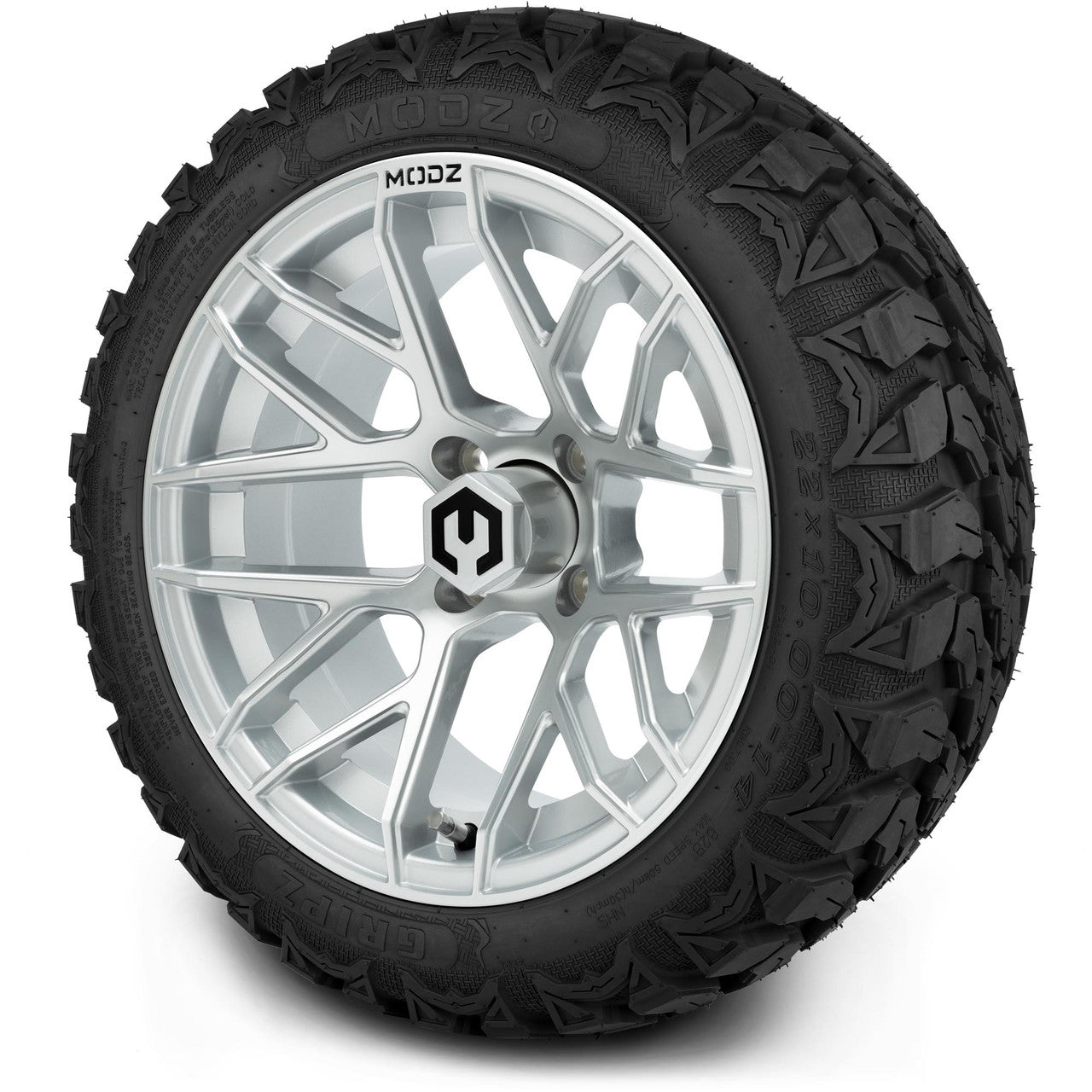 MODZ® 14" Matrix Silver Wheels & Off-Road Tires Combo (Xcomp Gladiator 23-10-14 Radial)