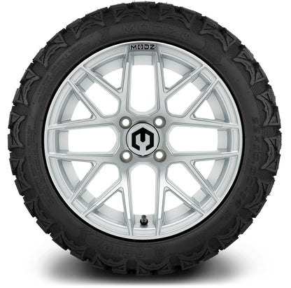 MODZ® 14" Matrix Silver Wheels & Off-Road Tires Combo (Arisun X-Armory All-Terrain 23x10-14 Radial)