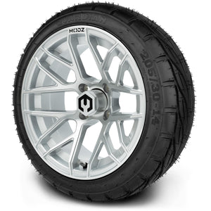 MODZ® 14" Matrix Silver Wheels & Street Tires Combo (MODZ Guardian 205/30-14)