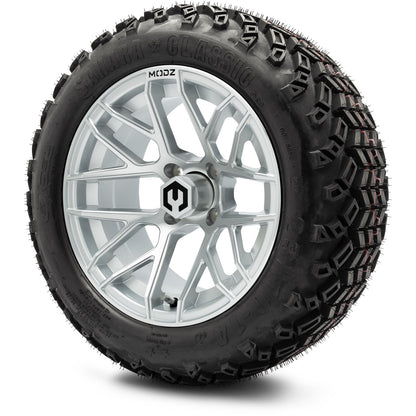 MODZ® 14" Matrix Silver Wheels & Off-Road Tires Combo (Arisun X-Armory All-Terrain 23x10-14 Radial)