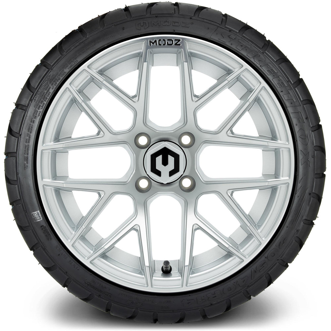 MODZ® 14" Matrix Silver Wheels & Street Tires Combo (MODZ Street Fox Radial 23x10-14)