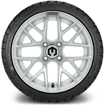 MODZ® 14" Matrix Silver Wheels & Street Tires Combo (MODZ Street Fox Radial 23x10-14)