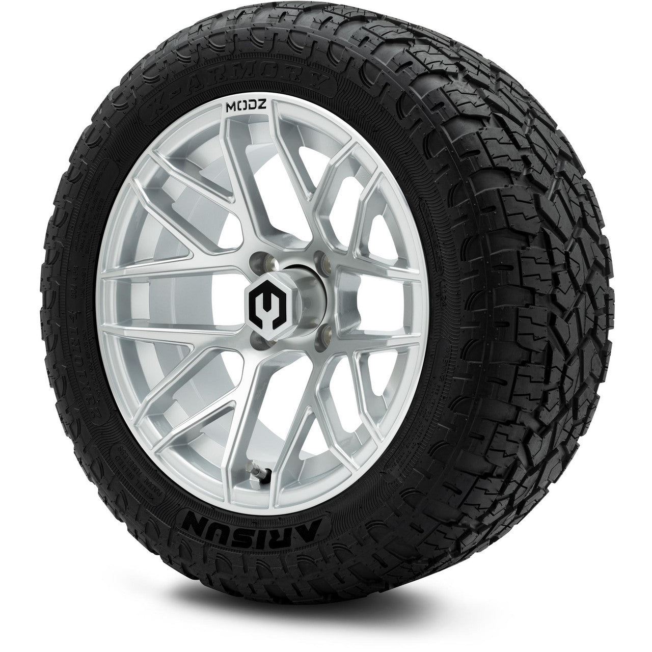MODZ® 14" Matrix Silver Wheels & Off-Road Tires Combo (Xcomp Gladiator 23-10-14 Radial)