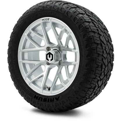 MODZ® 14" Matrix Silver Wheels & Off-Road Tires Combo (Arisun X-Armory All-Terrain 23x10-14 Radial)