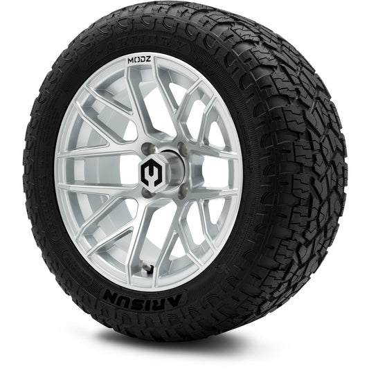 MODZ® 14" Matrix Silver Wheels & Off-Road Tires Combo (Arisun X-Armory All-Terrain 23x10-14 Radial)