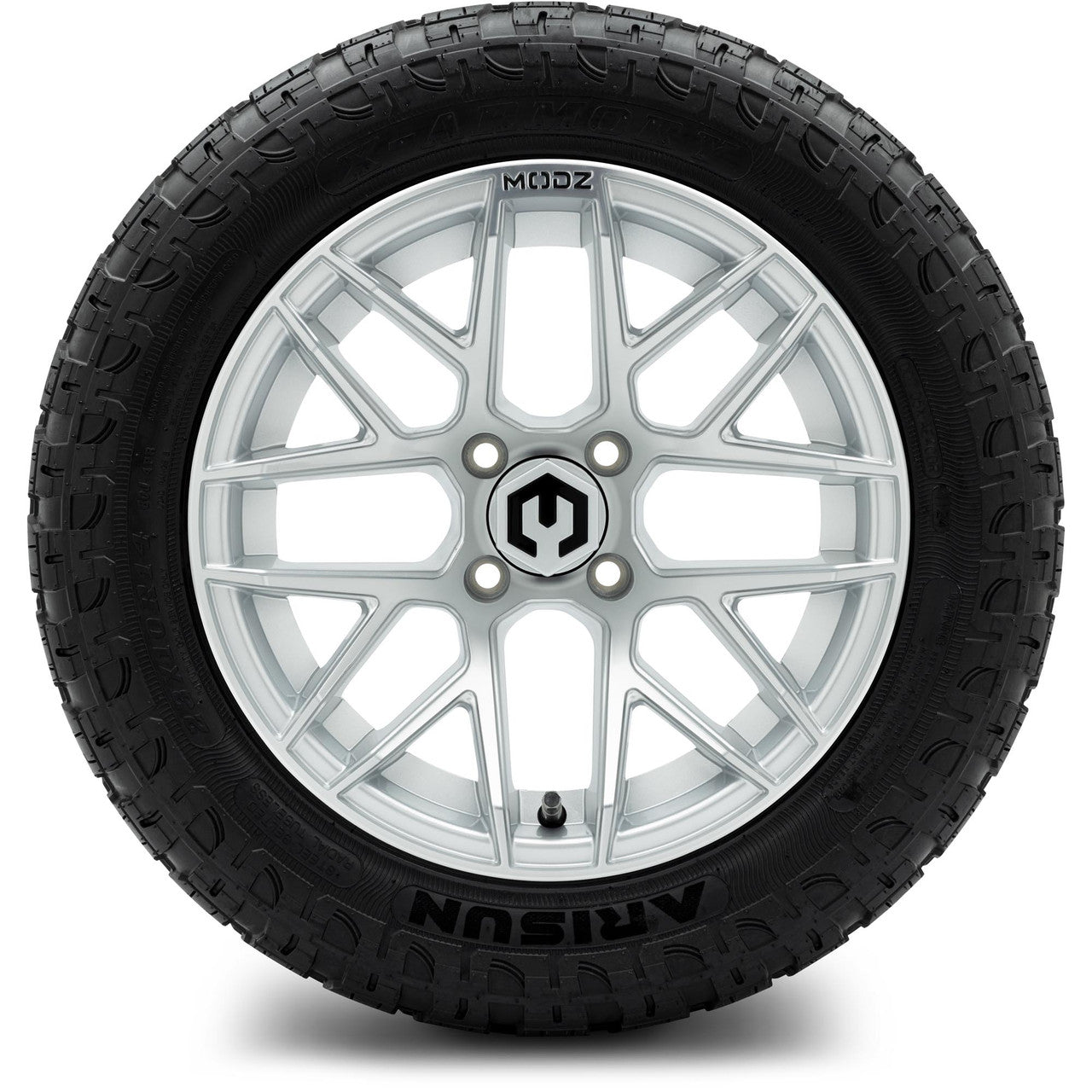 MODZ® 14" Matrix Silver Wheels & Off-Road Tires Combo (Arisun X-Armory All-Terrain 23x10-14 Radial)