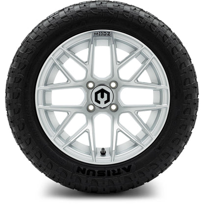 MODZ® 14" Matrix Silver Wheels & Off-Road Tires Combo (Arisun X-Armory All-Terrain 23x10-14 Radial)