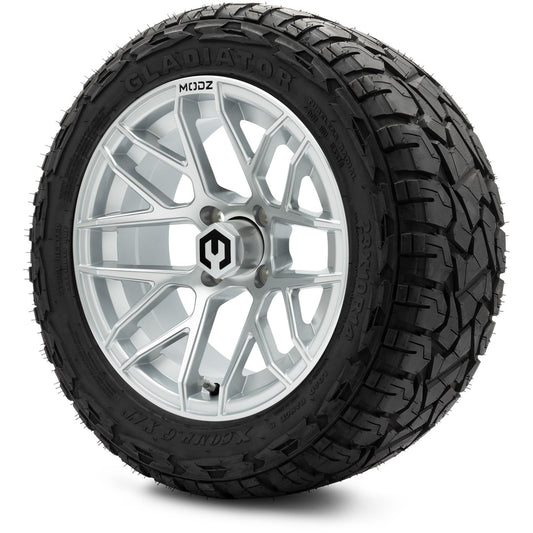 MODZ® 14" Matrix Silver Wheels & Off-Road Tires Combo (Xcomp Gladiator 23-10-14 Radial)