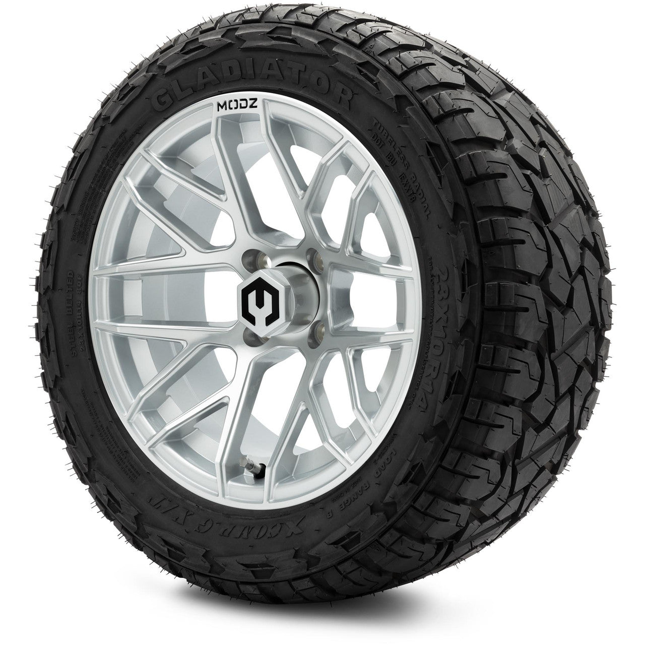 MODZ® 14" Matrix Silver Wheels & Off-Road Tires Combo (Arisun X-Armory All-Terrain 23x10-14 Radial)