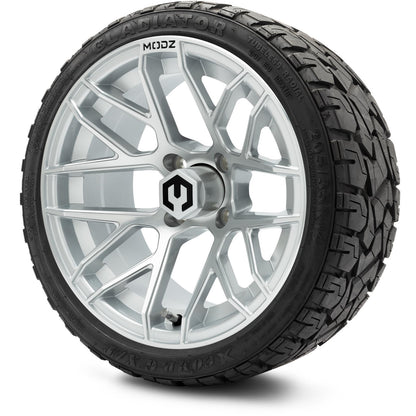 MODZ® 14" Matrix Silver Wheels & Off-Road Tires Combo (Arisun X-Trail All-Terrain 23x10-14)