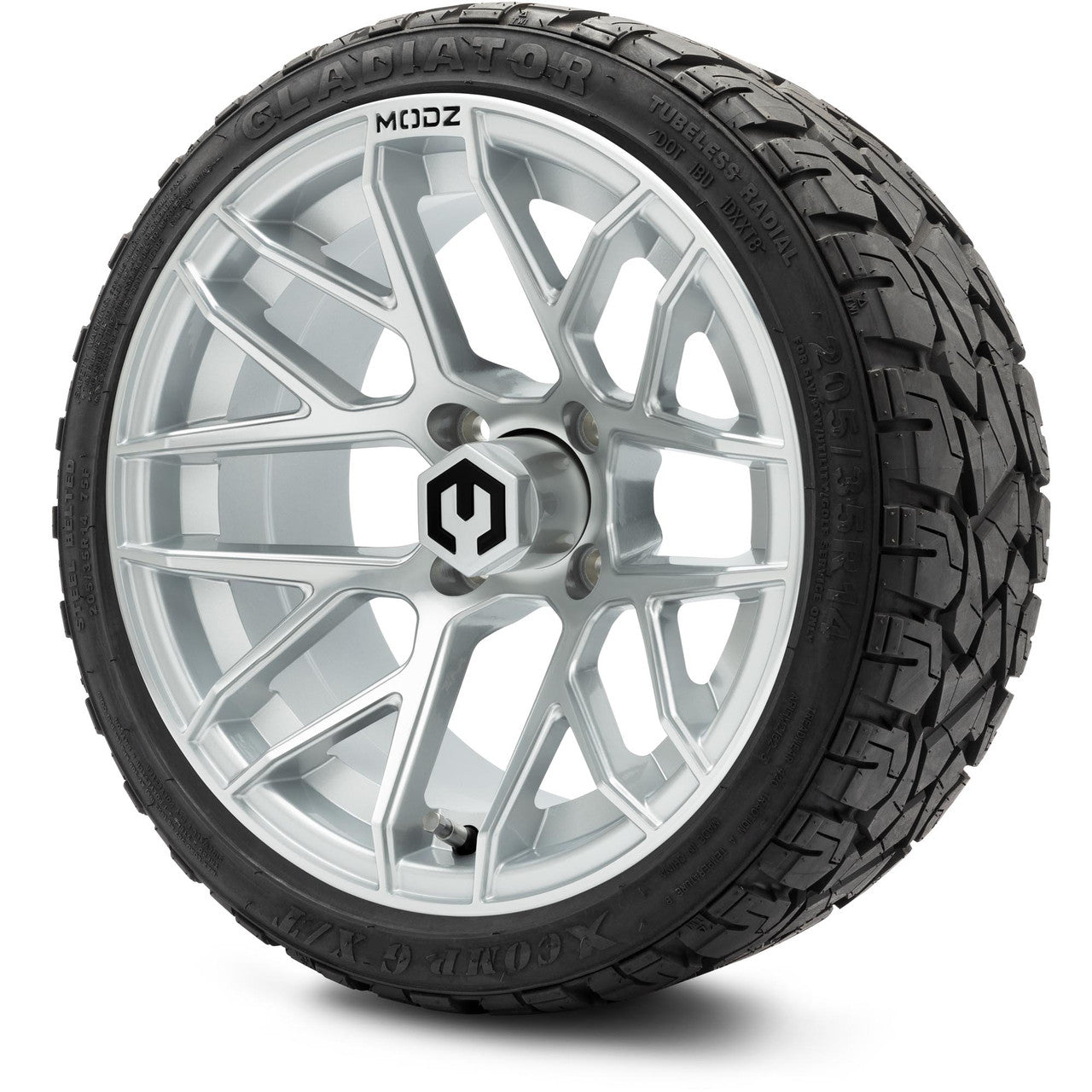 MODZ® 14" Matrix Silver Wheels & Off-Road Tires Combo (Xcomp Gladiator 23-10-14 Radial)