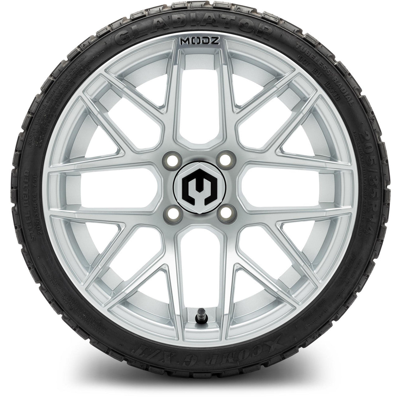 MODZ® 14" Matrix Silver Wheels & Off-Road Tires Combo (Arisun X-Armory All-Terrain 23x10-14 Radial)
