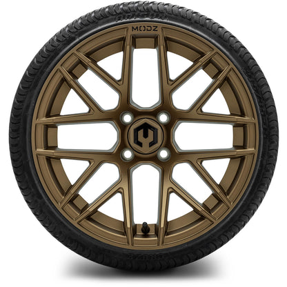 MODZ® 15" Matrix Matte Bronze Wheels & Street Tires Combo (Odyssey Tesseract Steel-Belted Radial 215/35-R15)