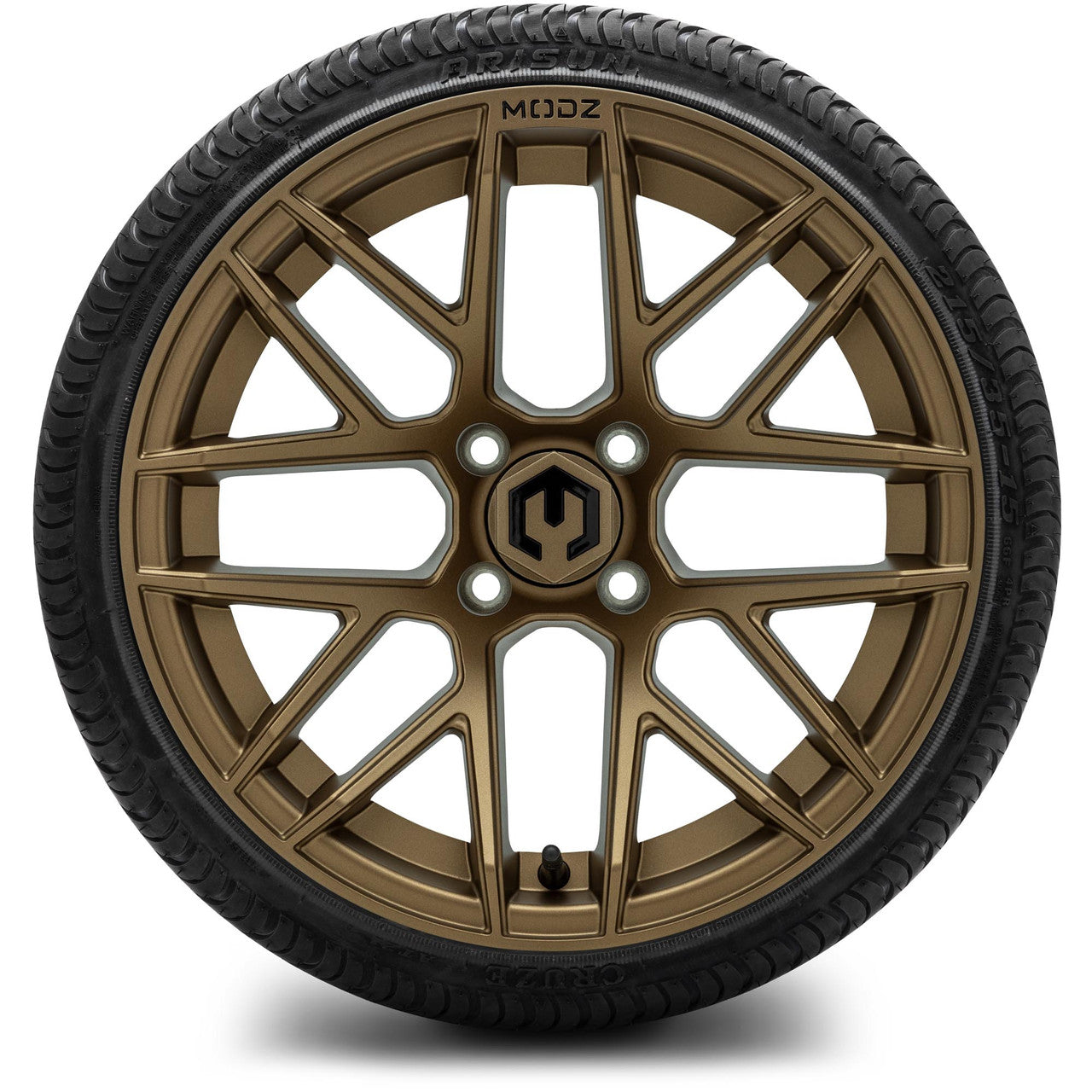 MODZ® 15" Matrix Matte Bronze Wheels & Street Tires Combo (Odyssey Tesseract Steel-Belted Radial 215/45-R15)