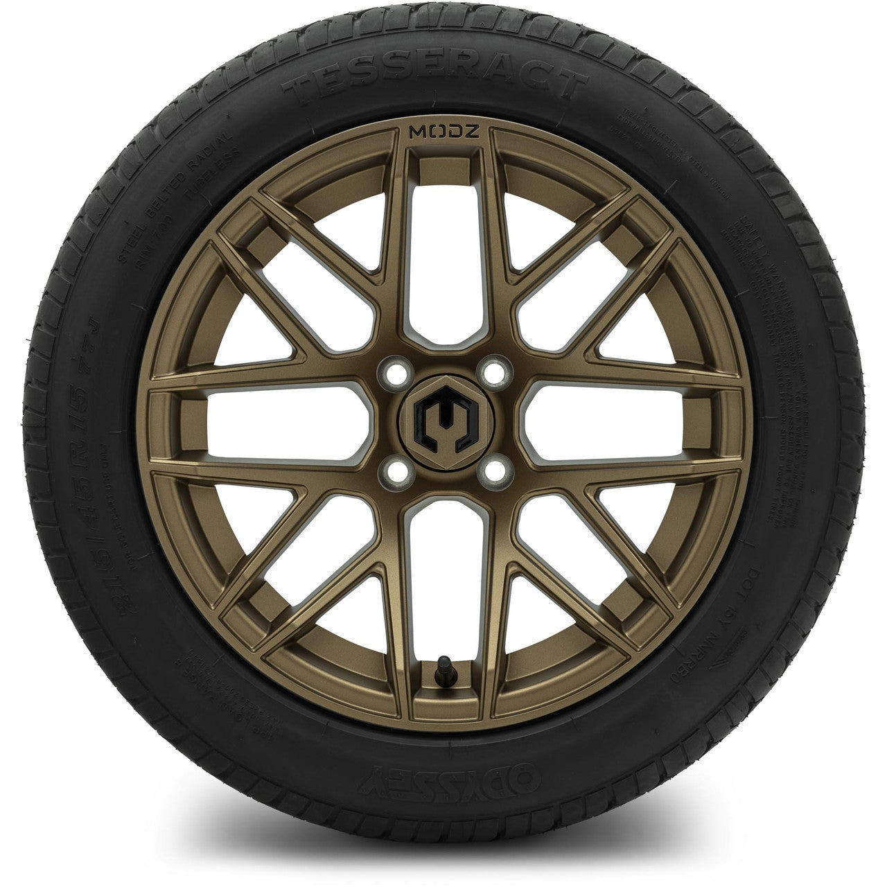 MODZ® 15" Matrix Matte Bronze Wheels & Street Tires Combo (Odyssey Tesseract Steel-Belted Radial 215/45-R15)