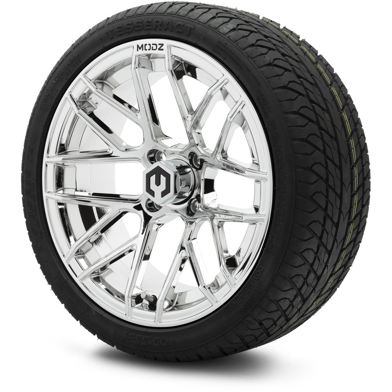 MODZ® 15" Matrix Chrome Wheels & Street Tires Combo (Odyssey Tesseract Steel-Belted Radial 215/35-R15)