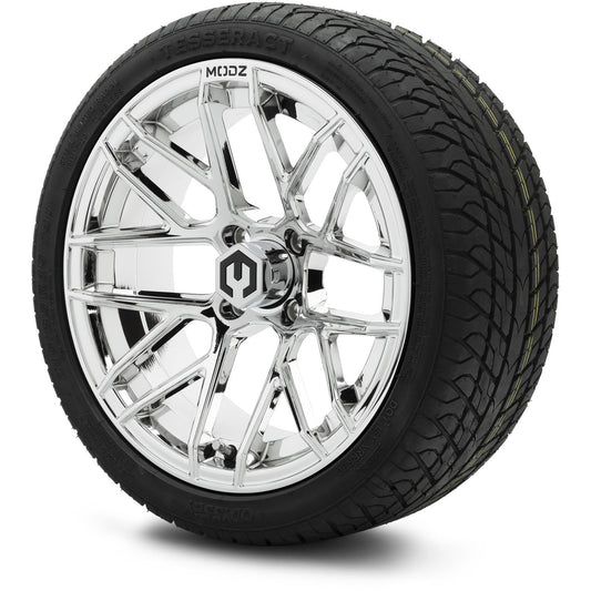 MODZ® 15" Matrix Chrome Wheels & Street Tires Combo (Odyssey Tesseract Steel-Belted Radial 215/35-R15)