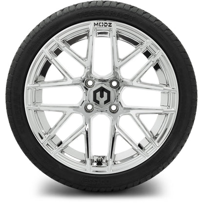 MODZ® 15" Matrix Chrome Wheels & Street Tires Combo (Odyssey Tesseract Steel-Belted Radial 215/45-R15)