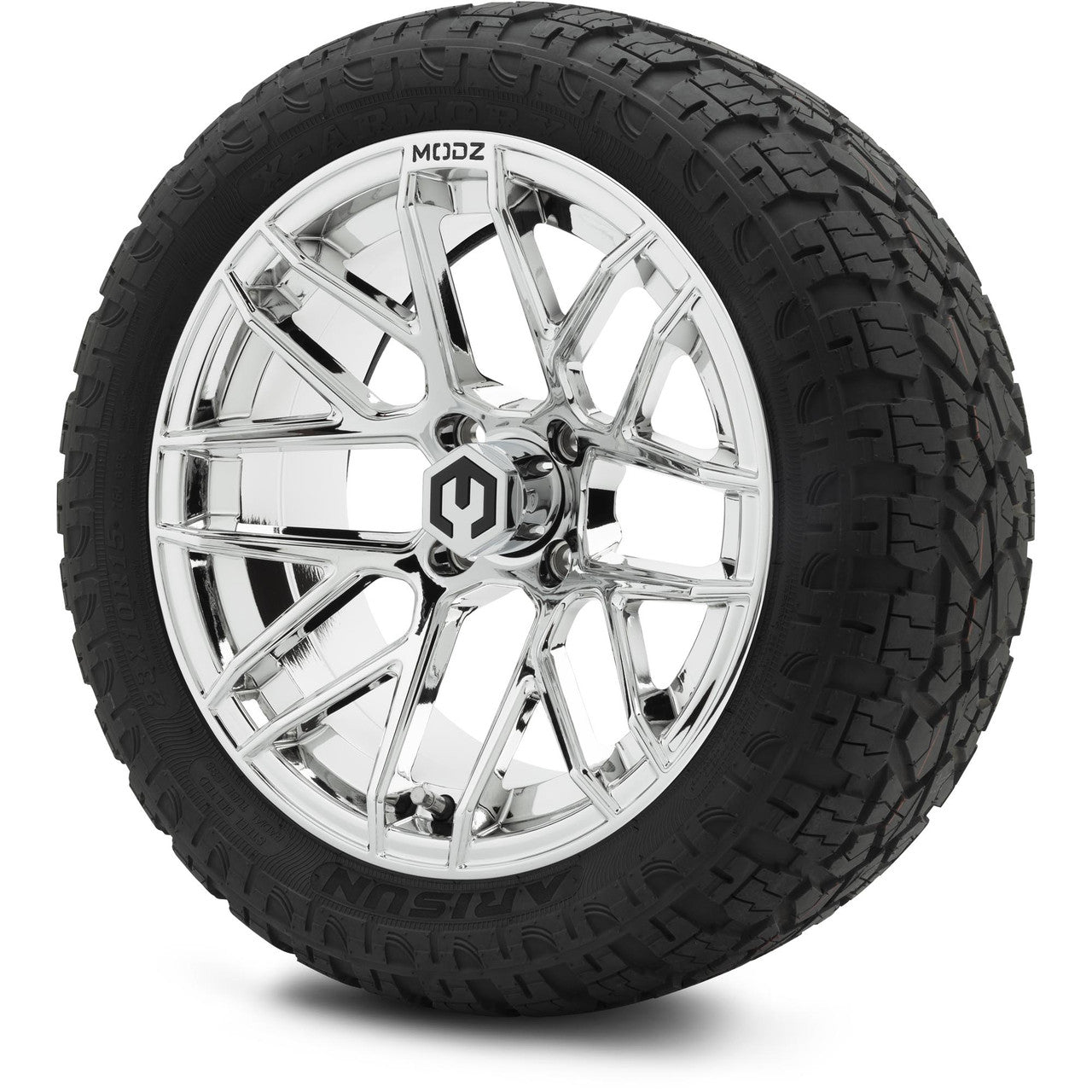 MODZ® 15" Matrix Chrome Wheels & Off-Road Tires Combo (Xcomp Gladiator Steel Belted Radial 23x10-15)