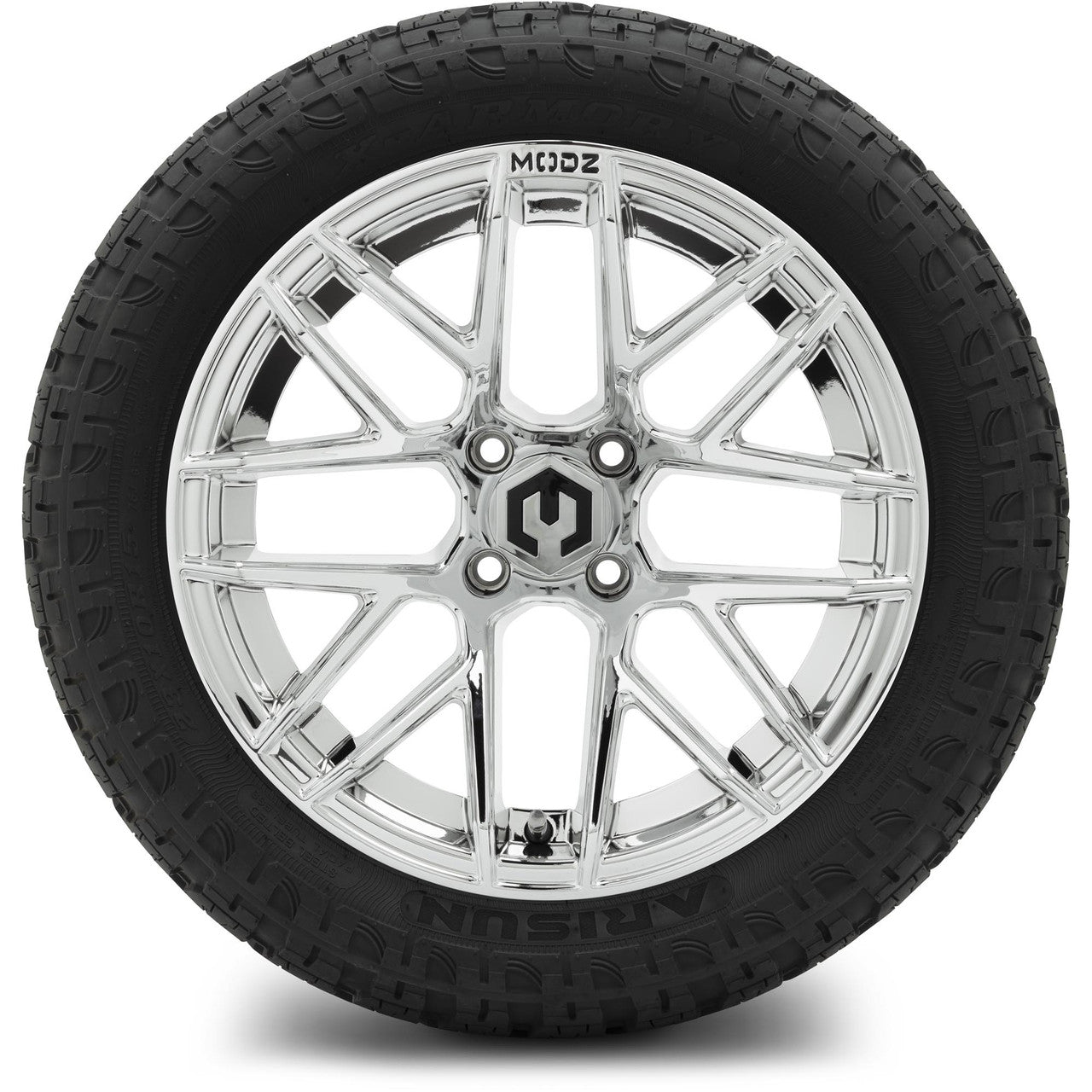 MODZ® 15" Matrix Chrome Wheels & Off-Road Tires Combo (Arisun X-Armory Steel Belted Radial 23x10-15)