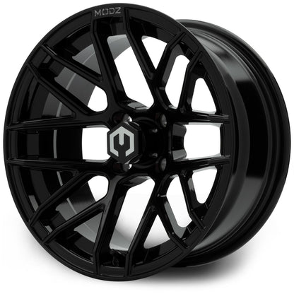 MODZ® 15" Matrix Glossy Black Wheels & Off-Road Tires Combo (Xcomp Gladiator Steel Belted Radial 23x10-15)