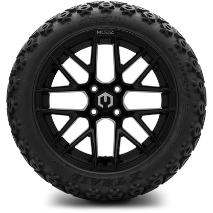 MODZ® 15" Matrix Glossy Black Wheels & Off-Road Tires Combo (Arisun X-Armory Steel Belted Radial 23x10-15)