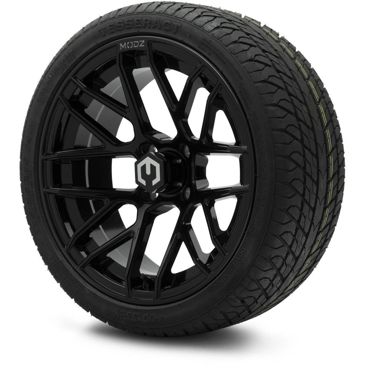 MODZ® 15" Matrix Glossy Black Wheels & Street Tires Combo (Arisun Cruze 215/35-15)