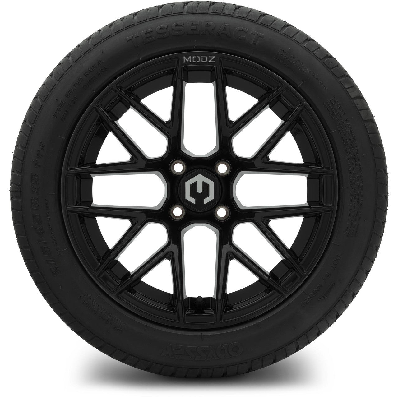 MODZ® 15" Matrix Glossy Black Wheels & Street Tires Combo (Arisun Cruze 215/35-15)