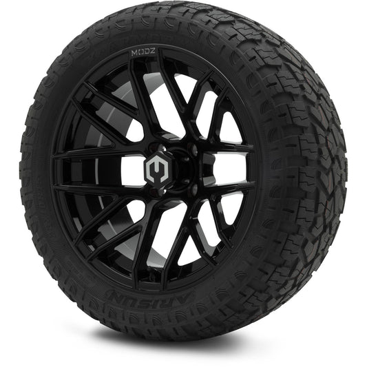 MODZ® 15" Matrix Glossy Black Wheels & Off-Road Tires Combo (Arisun X-Armory Steel Belted Radial 23x10-15)
