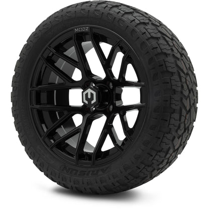 MODZ® 15" Matrix Glossy Black Wheels & Off-Road Tires Combo (Xcomp Gladiator Steel Belted Radial 23x10-15)