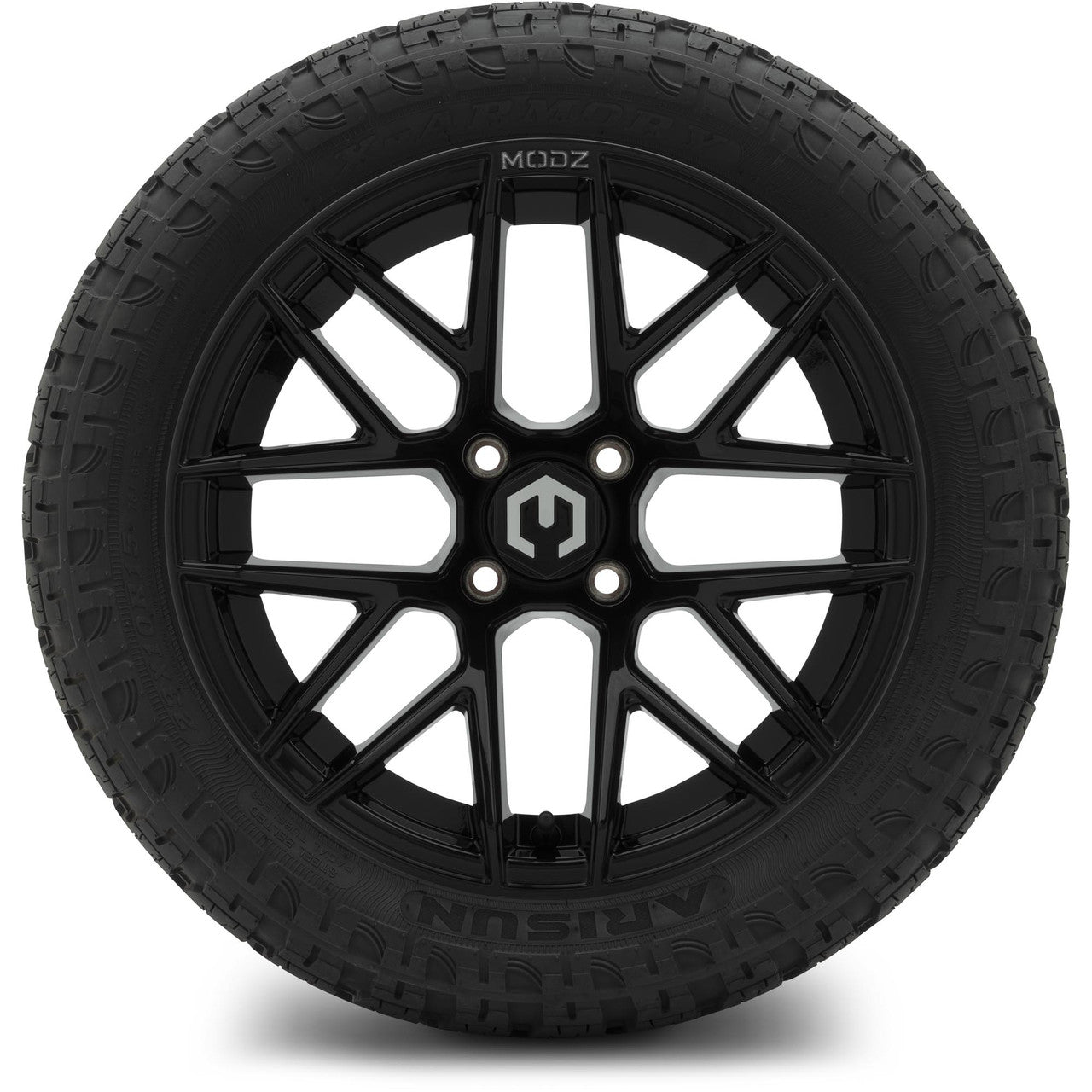 MODZ® 15" Matrix Glossy Black Wheels & Off-Road Tires Combo (Arisun X-Armory Steel Belted Radial 23x10-15)