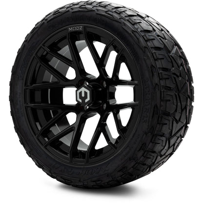 MODZ® 15" Matrix Glossy Black Wheels & Off-Road Tires Combo (Xcomp Gladiator Steel Belted Radial 23x10-15)