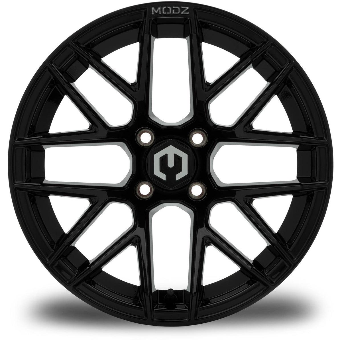 MODZ® 15" Matrix Glossy Black Wheels & Off-Road Tires Combo (Arisun X-Trail All-Terrain 23x10-15)