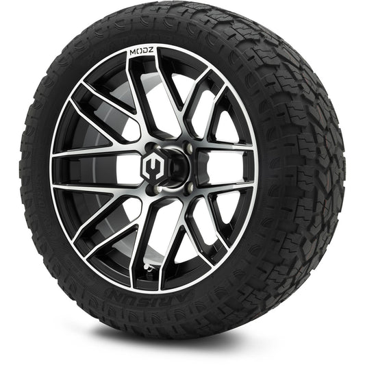 MODZ® 15" Matrix Machined Black Wheels & Off-Road Tires Combo (Arisun X-Armory Steel Belted Radial 23x10-15)