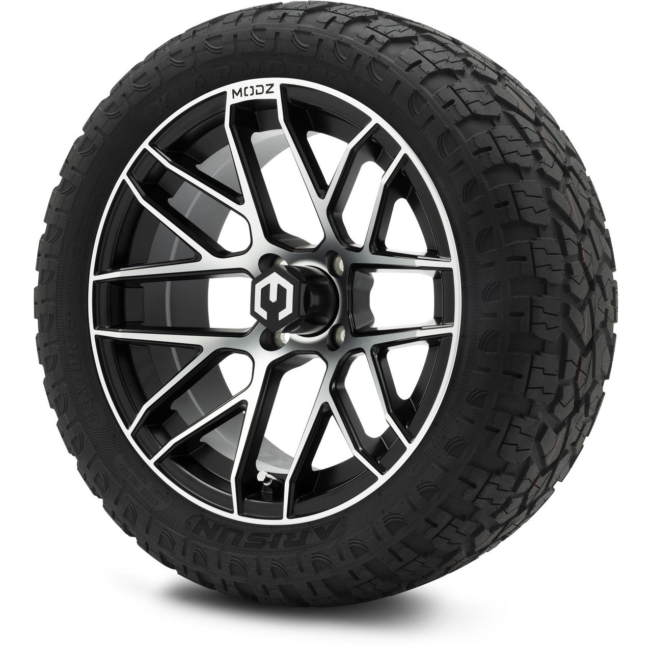 MODZ® 15" Matrix Machined Black Wheels & Off-Road Tires Combo (Arisun X-Trail All-Terrain 23x10-15)