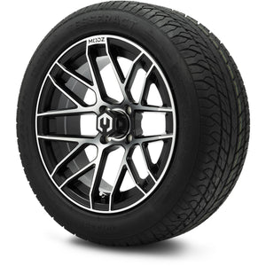 MODZ® 15" Matrix Machined Black Wheels & Street Tires Combo (Odyssey Tesseract Steel-Belted Radial 215/45-R15)