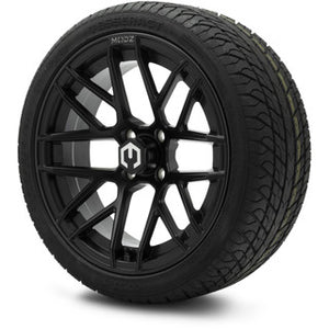 MODZ® 15" Matrix Matte Black Wheels & Street Tires Combo (Odyssey Tesseract Steel-Belted Radial 215/35-R15)