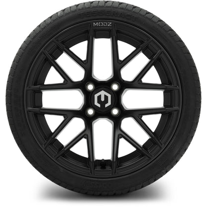 MODZ® 15" Matrix Matte Black Wheels & Street Tires Combo (Odyssey Tesseract Steel-Belted Radial 215/35-R15)