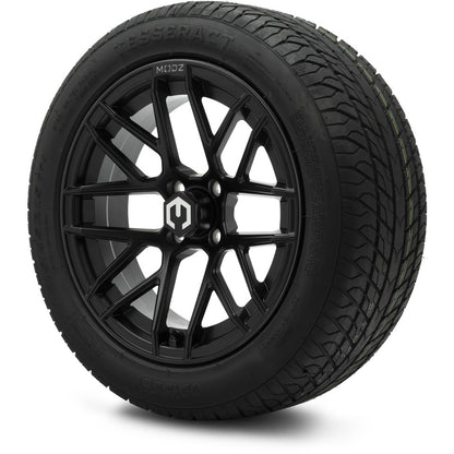 MODZ® 15" Matrix Matte Black Wheels & Street Tires Combo (Odyssey Tesseract Steel-Belted Radial 215/45-R15)