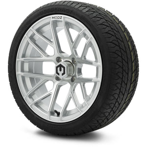 MODZ® 15" Matrix Silver Wheels & Street Tires Combo (Odyssey Tesseract Steel-Belted Radial 215/35-R15)