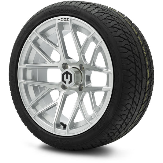 MODZ® 15" Matrix Silver Wheels & Street Tires Combo (Odyssey Tesseract Steel-Belted Radial 215/35-R15)