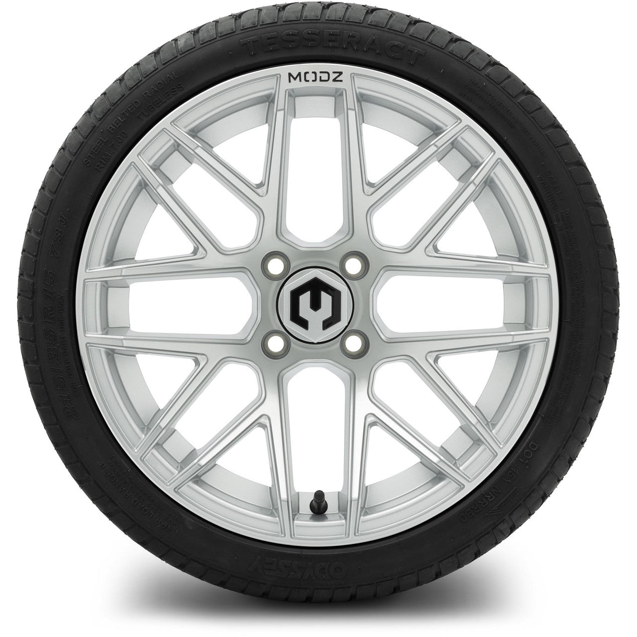 MODZ® 15" Matrix Silver Wheels & Street Tires Combo (Odyssey Tesseract Steel-Belted Radial 215/35-R15)