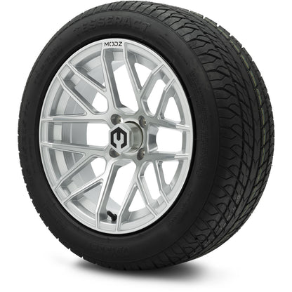 MODZ® 15" Matrix Silver Wheels & Street Tires Combo (Odyssey Tesseract Steel-Belted Radial 215/45-R15)