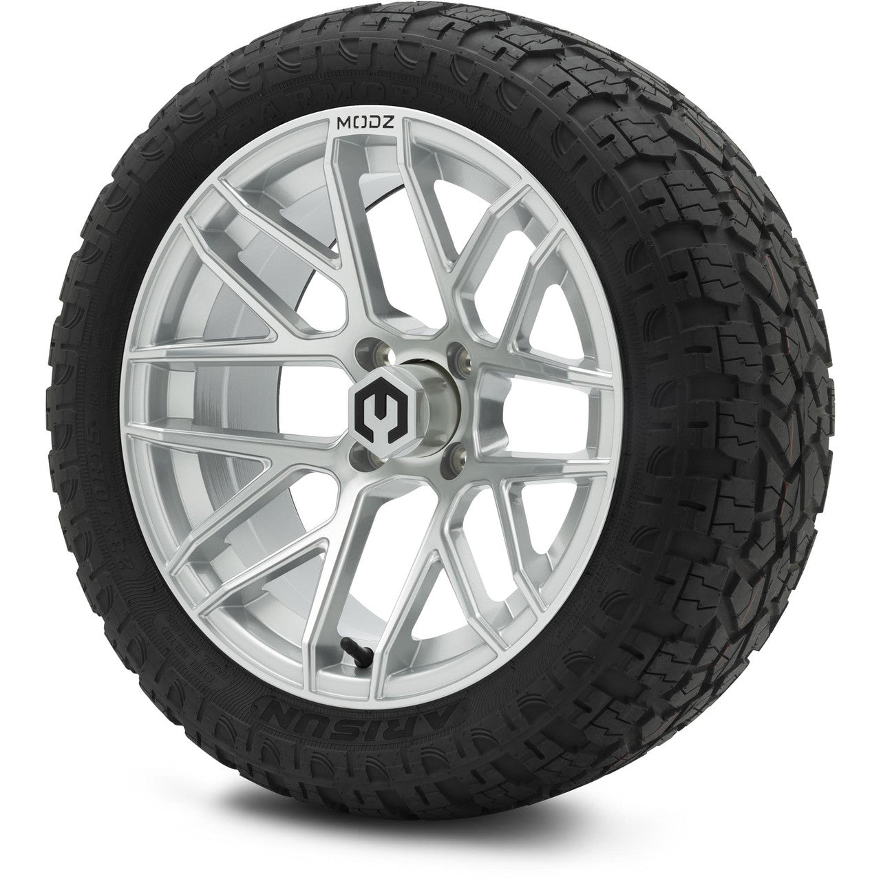 MODZ® 15" Matrix Silver Wheels & Off-Road Tires Combo (Arisun X-Trail All-Terrain 23x10-15)