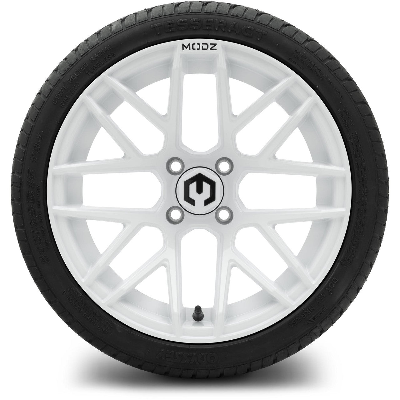 MODZ® 15" Matrix Glossy White  Wheels & Street Tires Combo (Arisun Cruze 215/35-15)